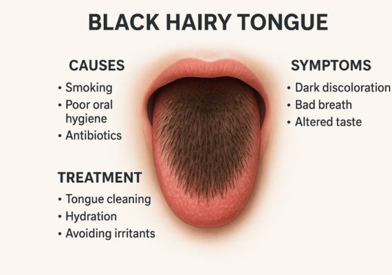 Black hairy tongue causes, symptoms & treatment
