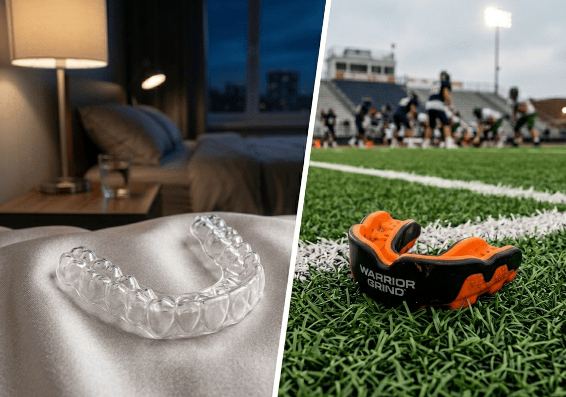 A night guard and a mouth guard comparison