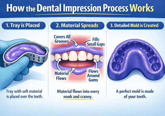 Steps of the dental impression process