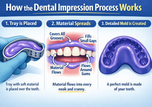 Steps of the dental impression process