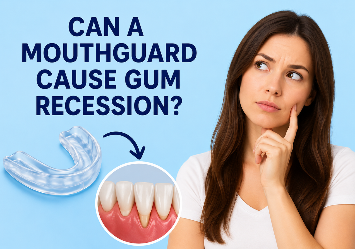 Illustration shows a girl thinking with blog title and a mouthguard visual
