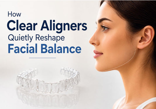an illustration of a girl with improved facial balance after aligner use
