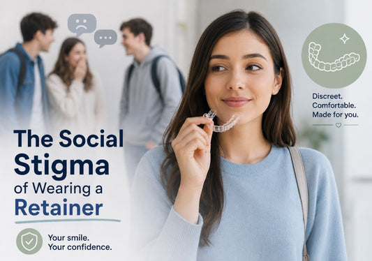 A girl holding a retainer and overcoming dental anxiety